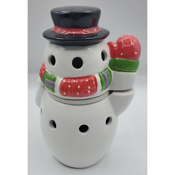 Tuscany Ceramic Outlet Wax Melt Warmer Christmas Winter Holiday Snowman NIB - Picture 2 of 10